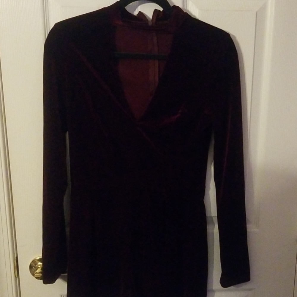Velvet maroon romper